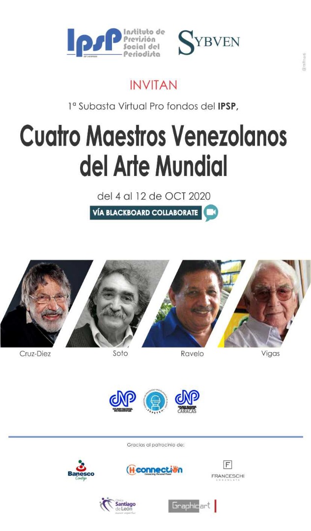 El IPSP inaugura Subasta virtual “Cuatro maestros venezolanos del arte mundial”