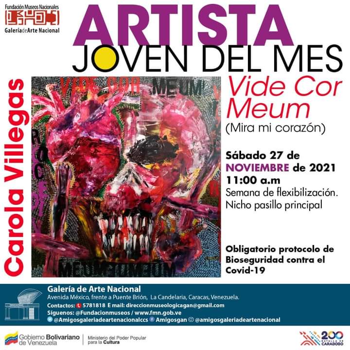 La artista Carola Villegas inaugura la expo “Vide Cor Meum” en la Galería de Arte Nacional este 27/11