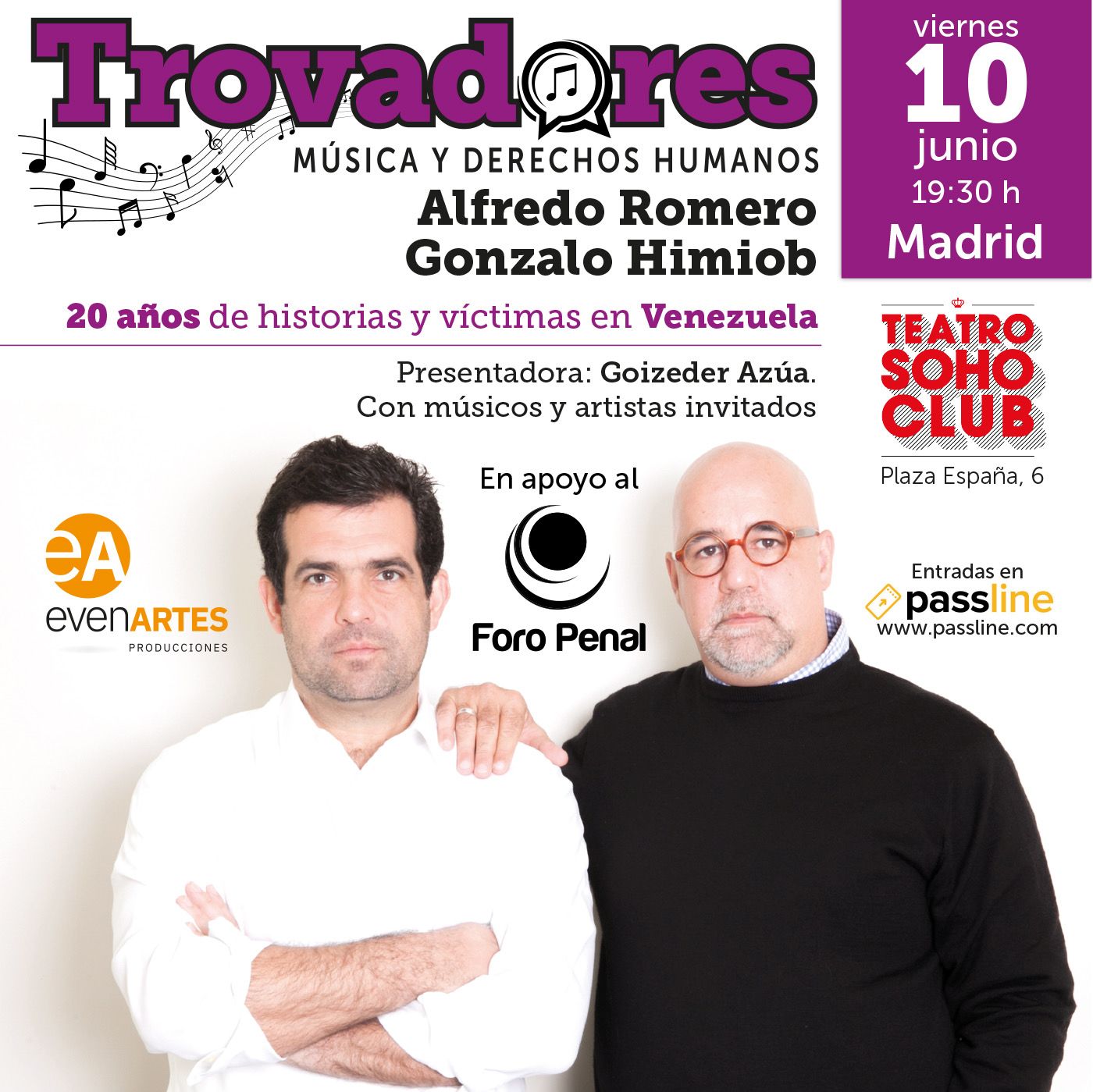 Trovadores por los Derechos Humanos La mujer como protagonista en el evento del Foro Penal en Madrid