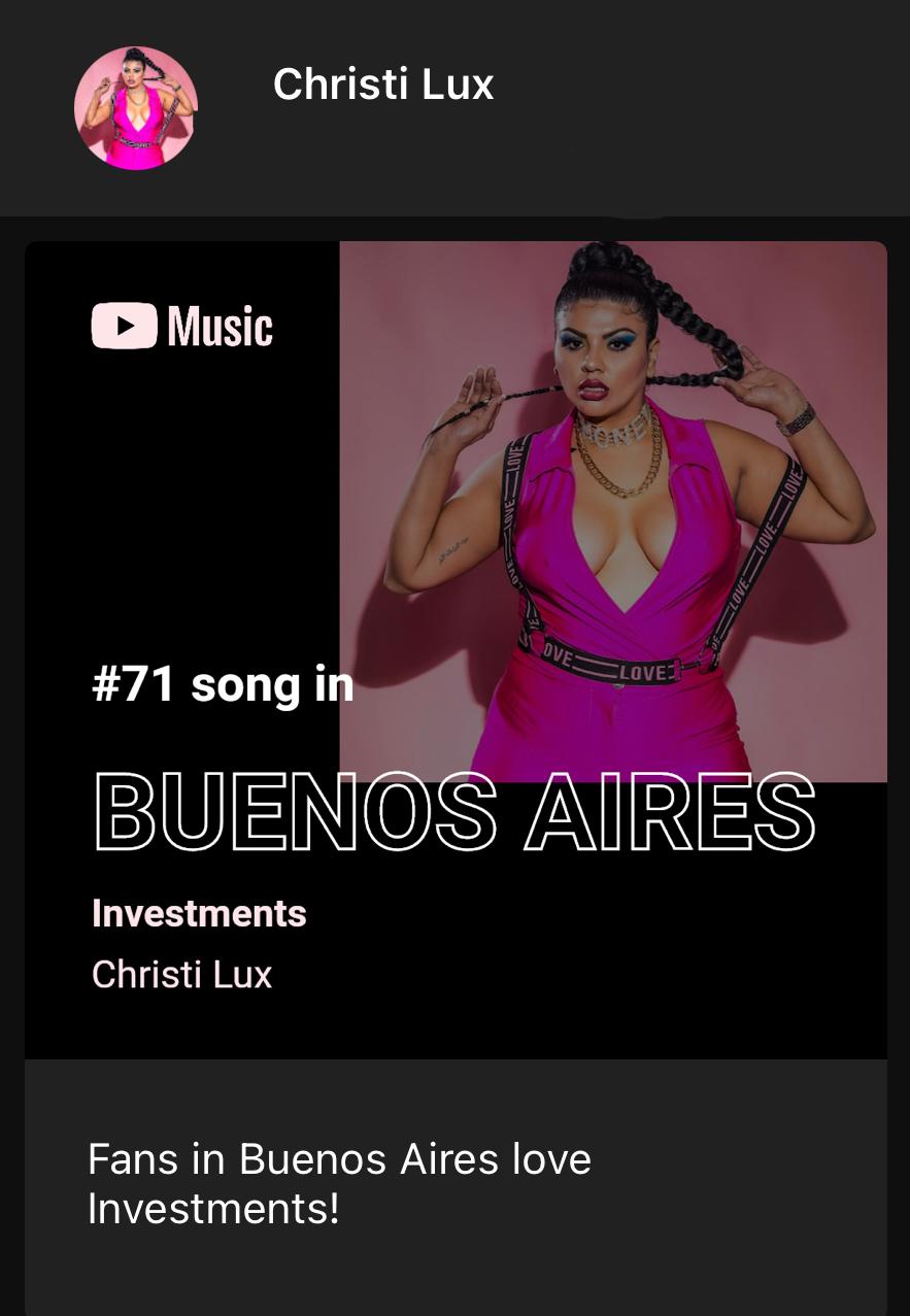 Christi Lux logra el Hot Shot Debut con su colaboración “INVESTMENTS”
