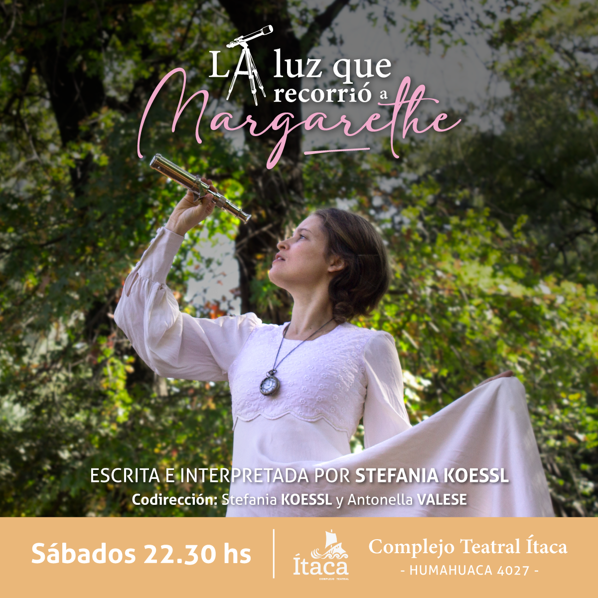 «La luz que recorrió a Margarethe» se presenta los sábados a las 22:30 horas en Ítaca Complejo Teatral