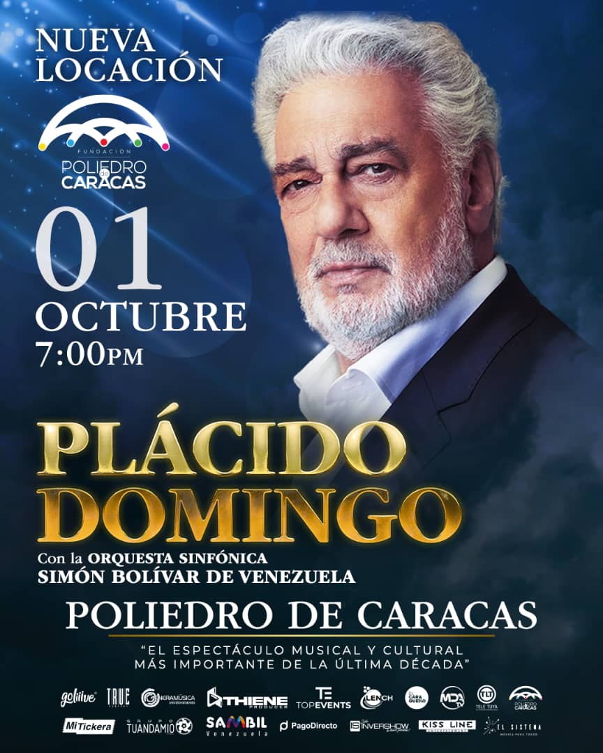 ¡Buenas noticias, el domingo 1 de octubre es la fecha definitiva!  Plácido Domingo vestirá de gala al Poliedro de Caracas